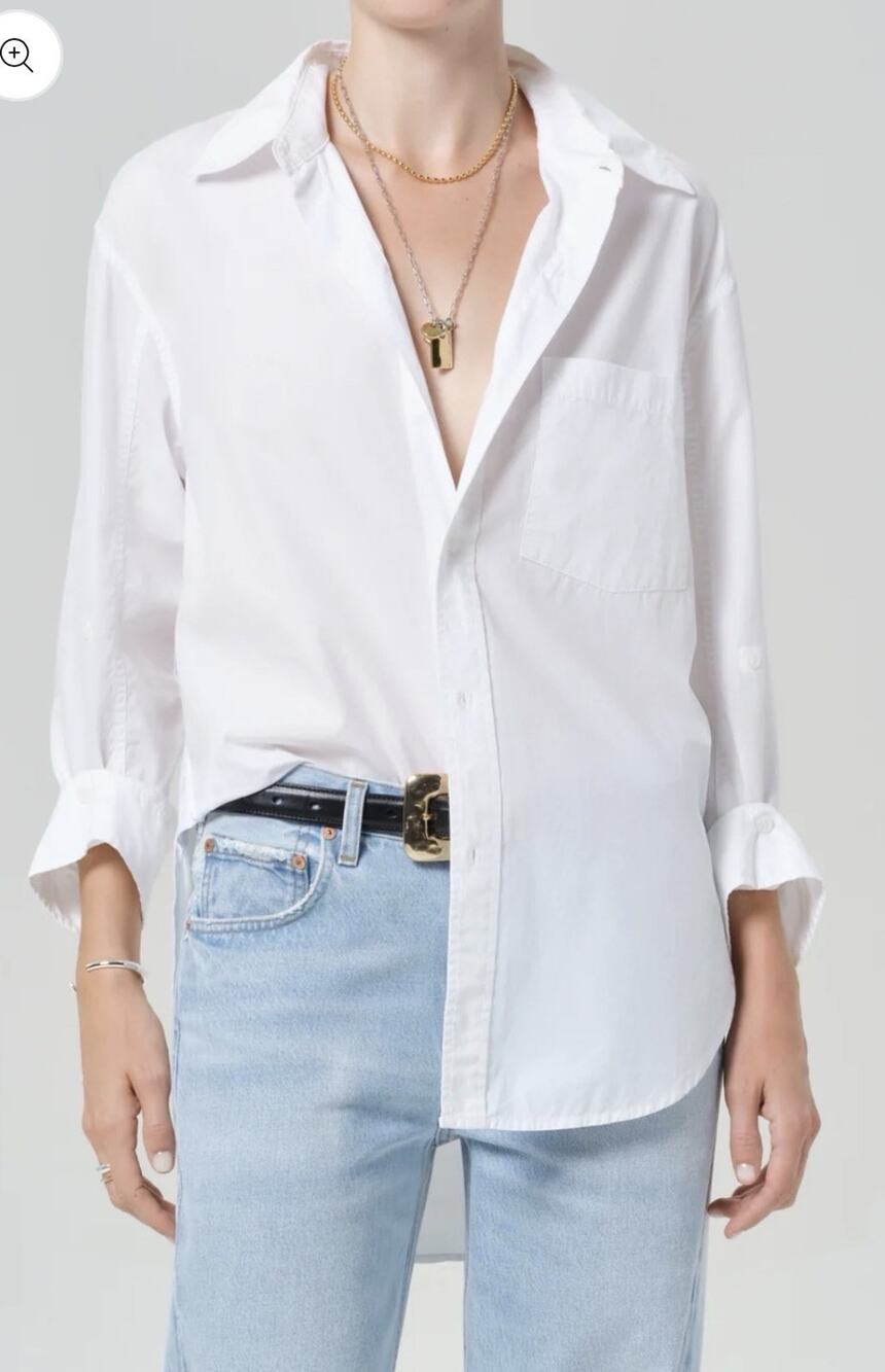 Citizens of Humanity Kayla Shrunken White Button Down Shirt Women’s Size Large